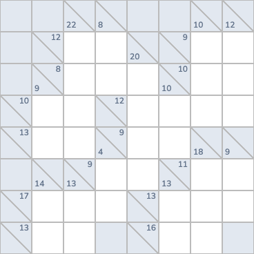 A Kakuro puzzle board